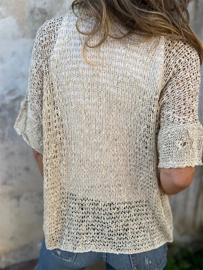Hollow Out V-Neck Cardigan Top