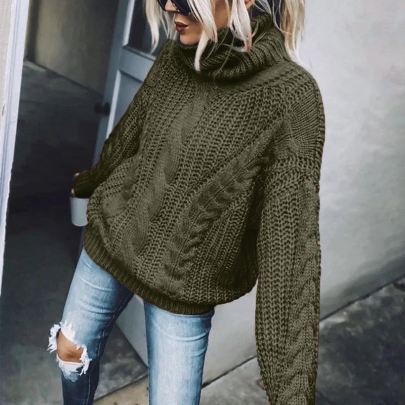 VintageSplice Thick Knit Turtleneck Sweater