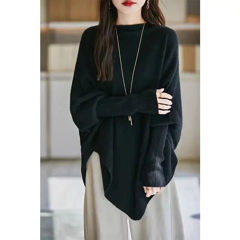 Batwing Sleeve Irregular Knit Sweater