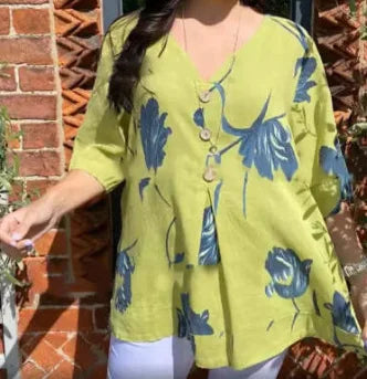 Meadow Breeze Cotton Linen Blouse