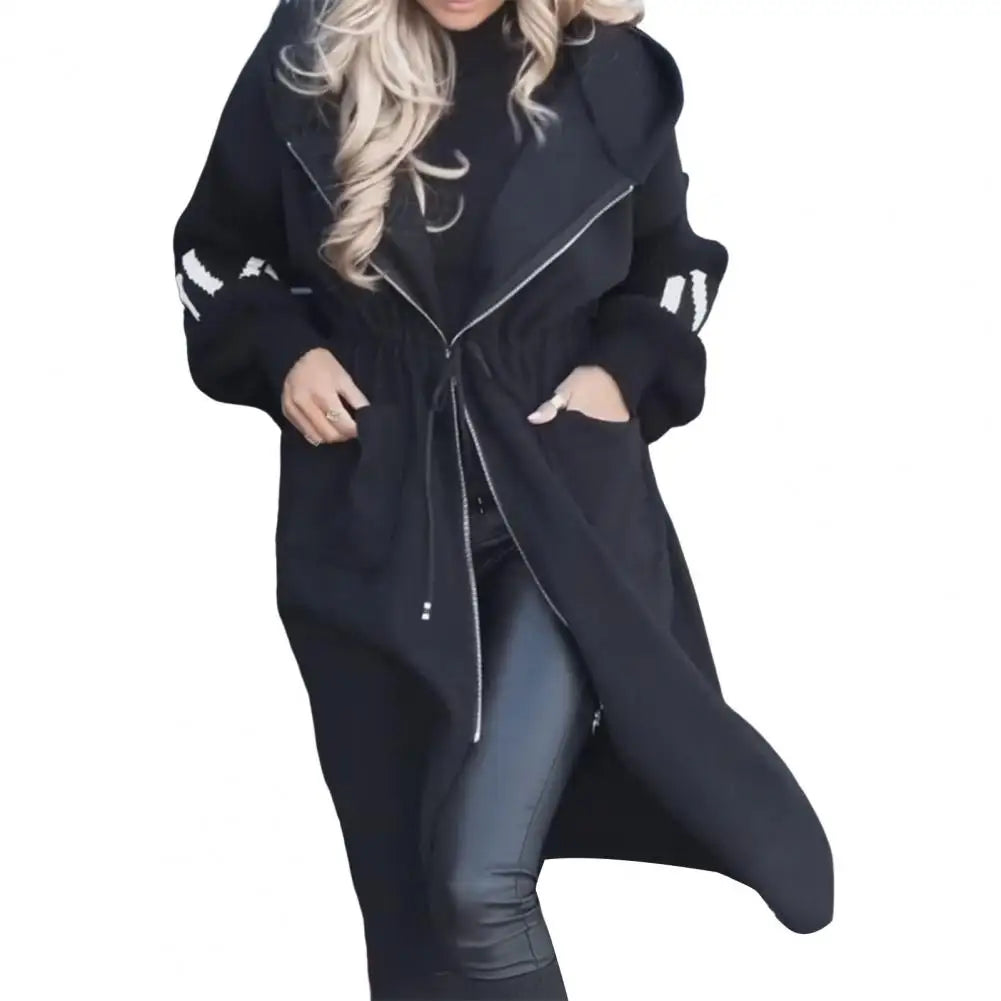 Cozy Script Knit Sleeve Hooded Coat