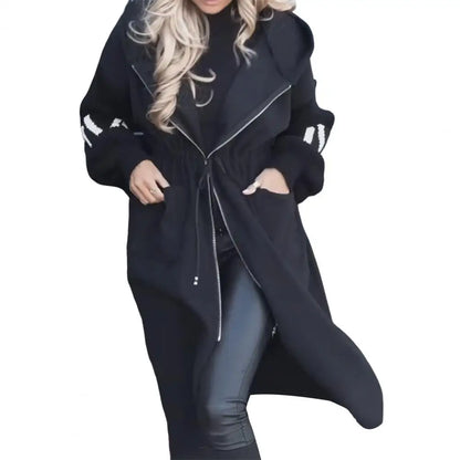 Cozy Script Knit Sleeve Hooded Coat