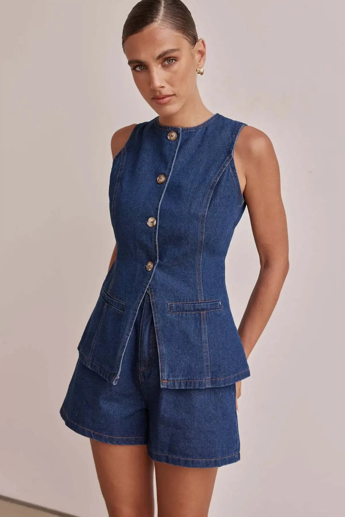 Sunset Chic Sleeveless Suit Set