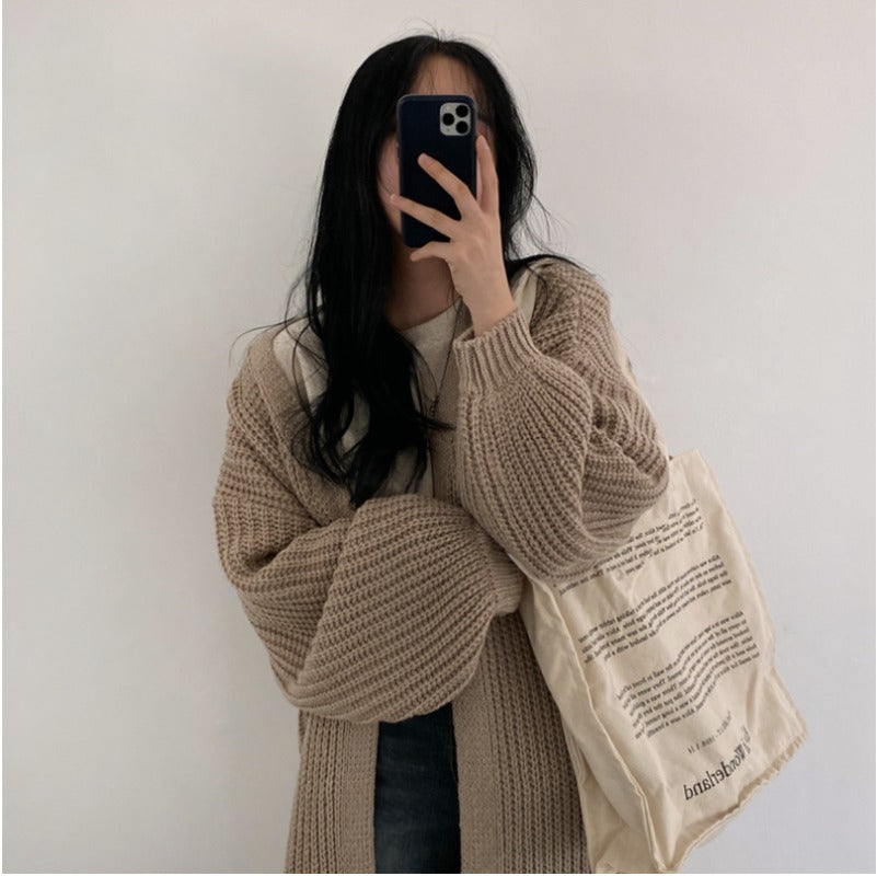 Vintage Cozy Long Knit Cardigan