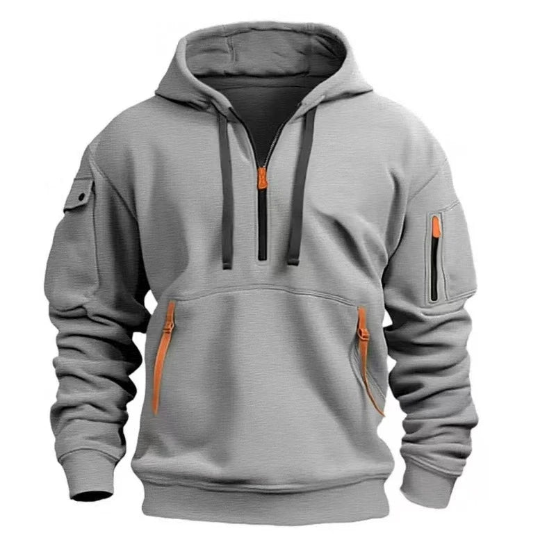 Casual Zipper Pullover Hoodie Top