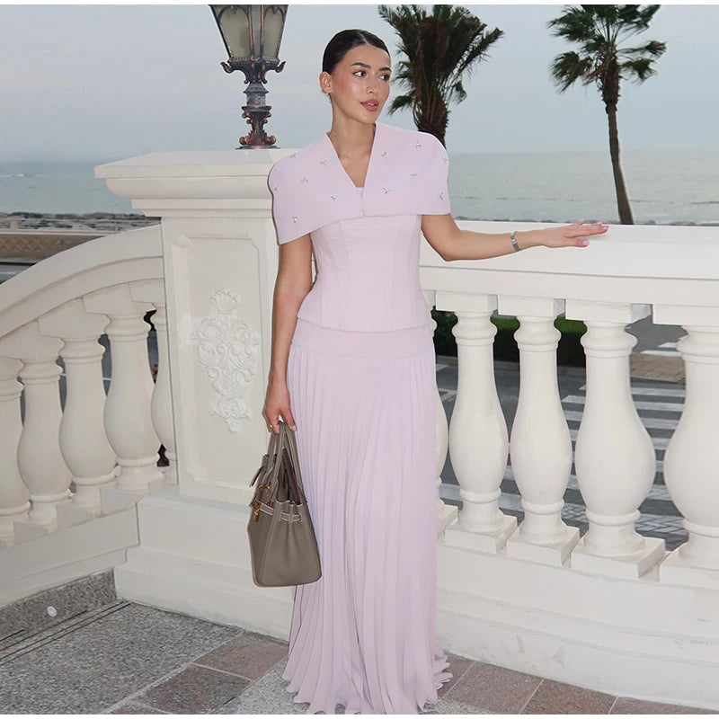 Diamond Drape Elegant Evening Gown