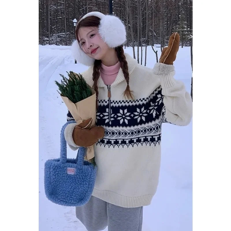 Retro Jacquard Knitted Pullover