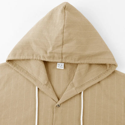 Striped Hooded Linen Shirt
