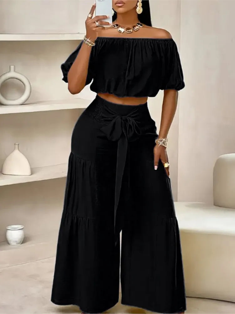 Luxe Curve One-Shoulder Pants Set