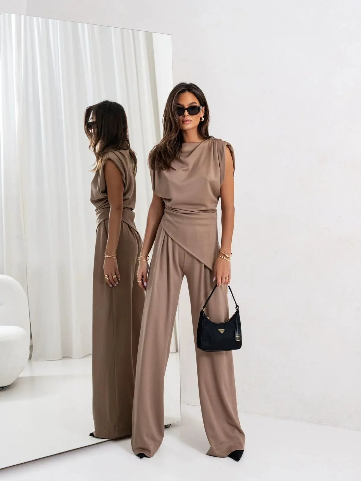 Women’s Off-Shoulder Wide-Leg Two-Piece Dress Set