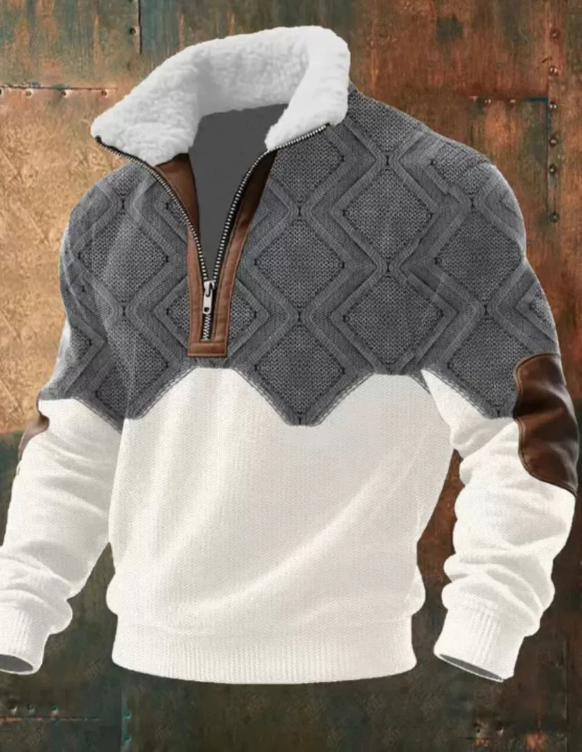 Men’s 3D Printed Half-Zip Winter Jacket