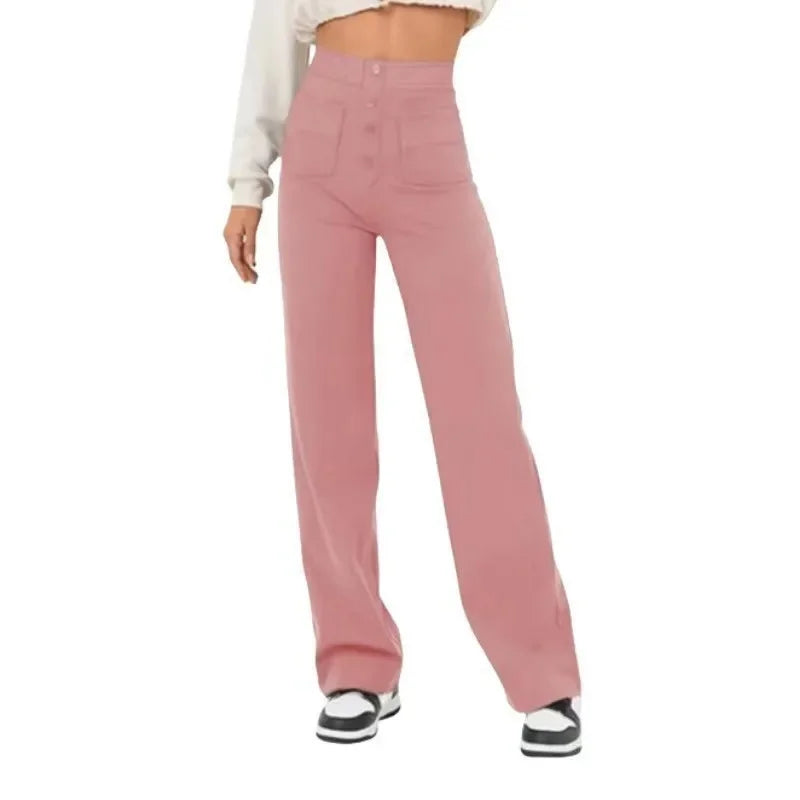 Buttoned Straight-Leg Cargo Pants