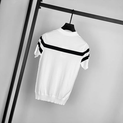 Ice Silk Striped Knit T-Shirt