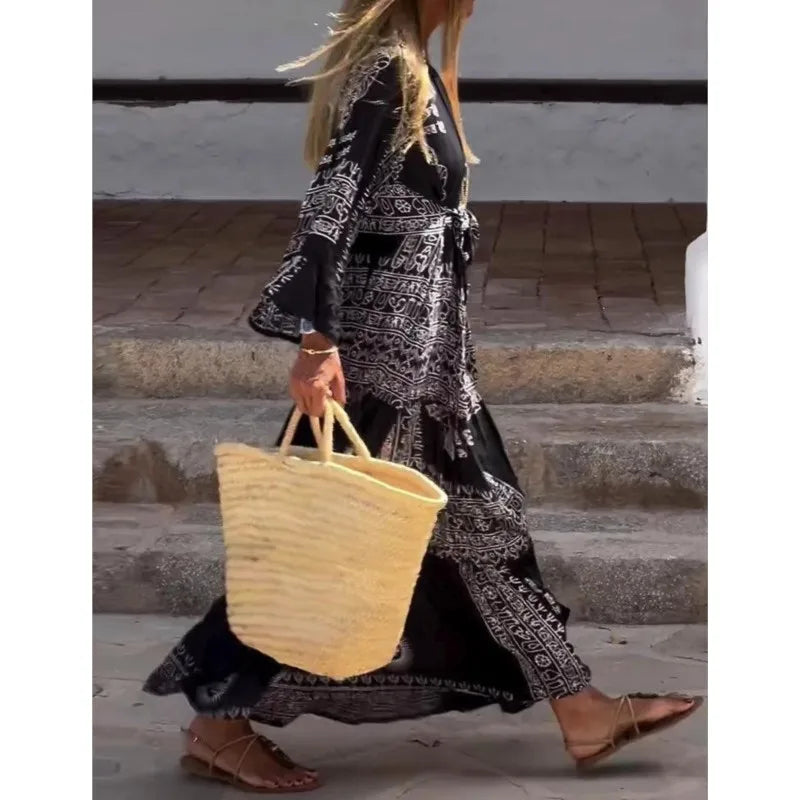 Boho Spirit Ethnic Print Maxi Dress