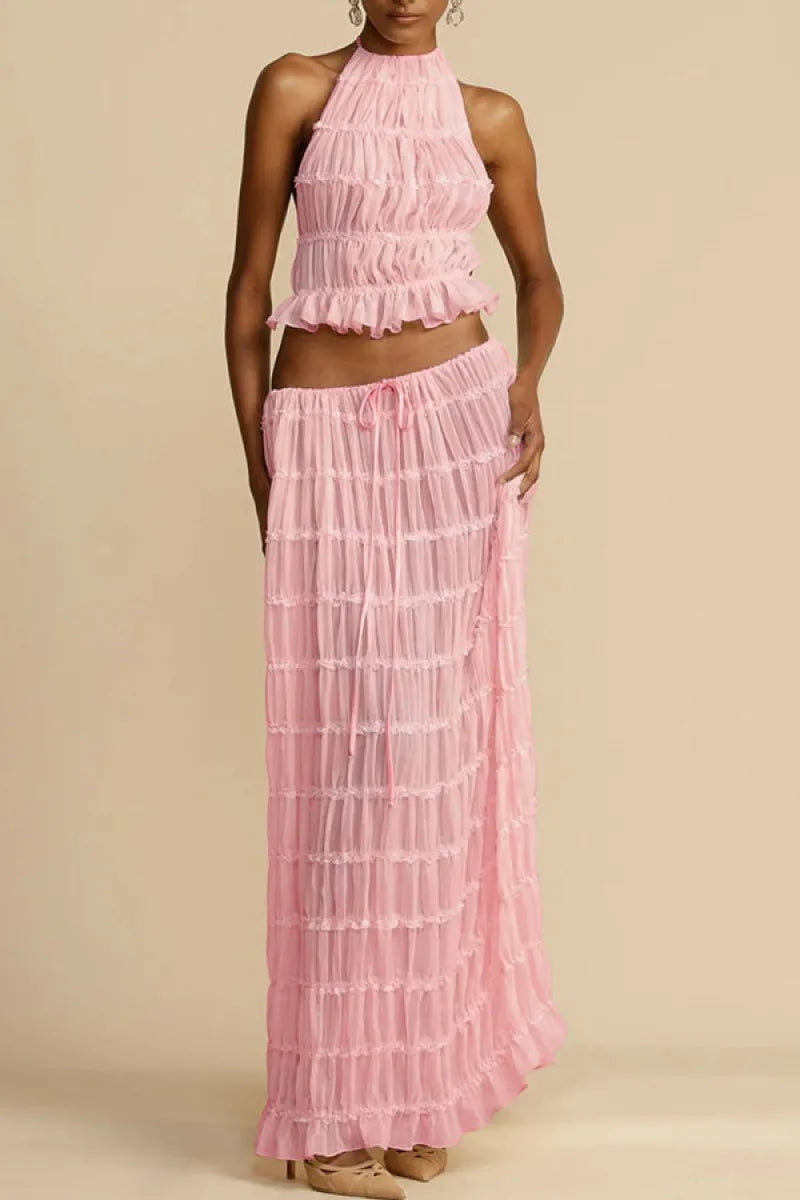 Halter Neck Skirt Set