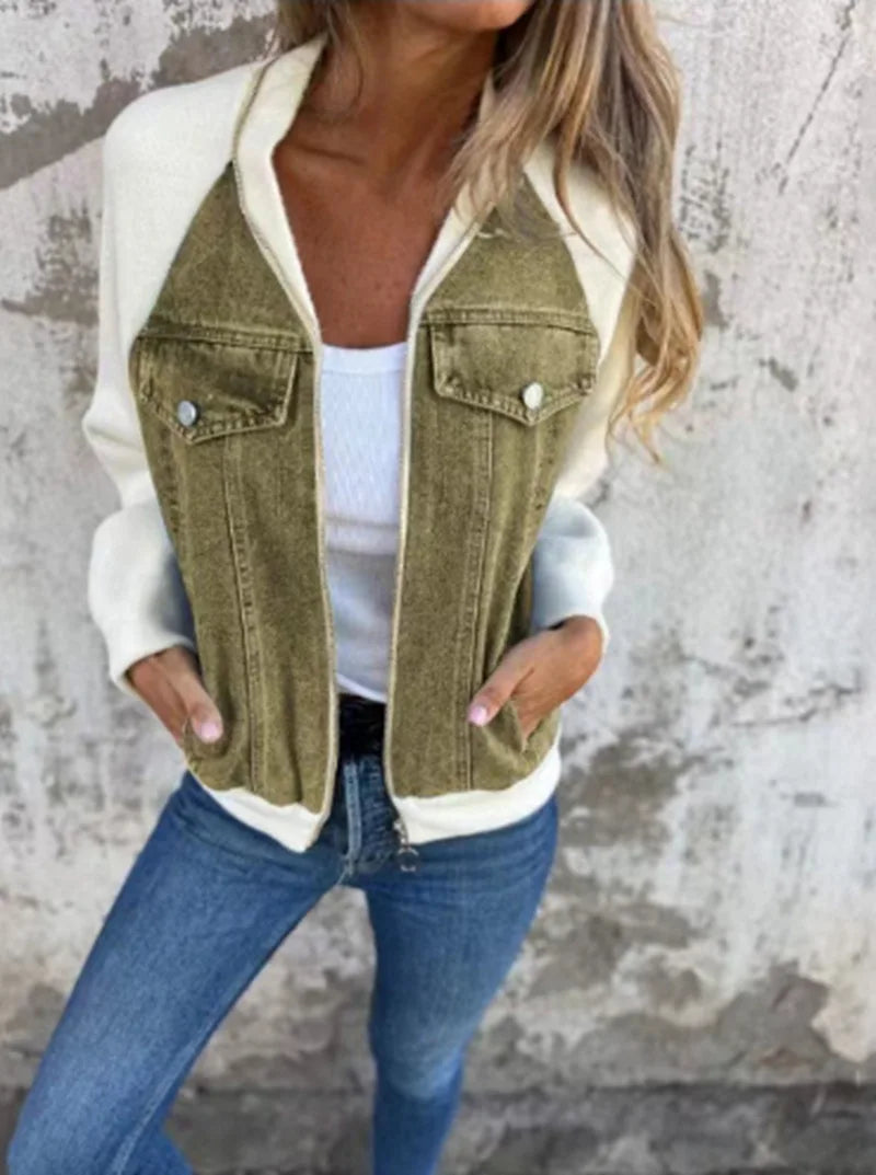 Cozy Patchwork Woolen Zip Jacket