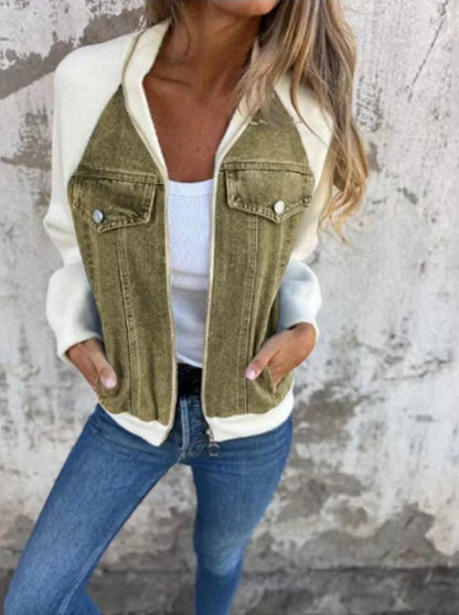 Cozy Patchwork Woolen Zip Jacket