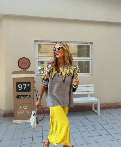 Sparkling Elegance Knitted Winter Sweater