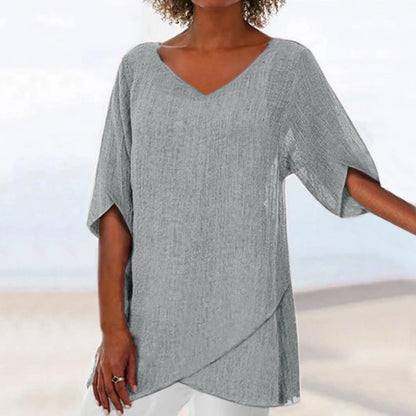 Blue Cotton V-Neck