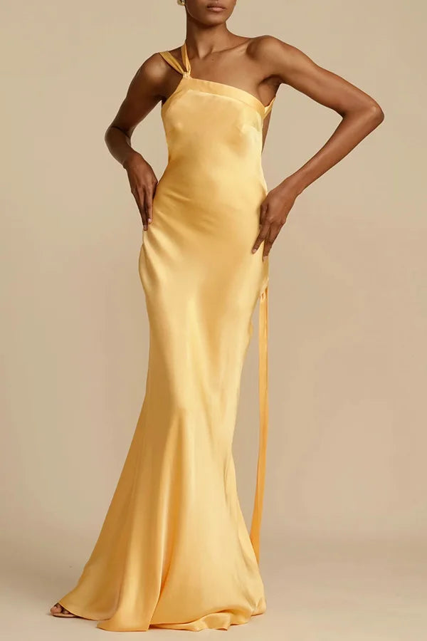 Crimson Allure One-Shoulder Maxi Dress