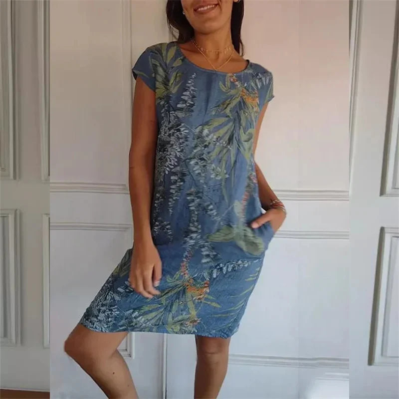 Effortless Printed Knee-Length Dress