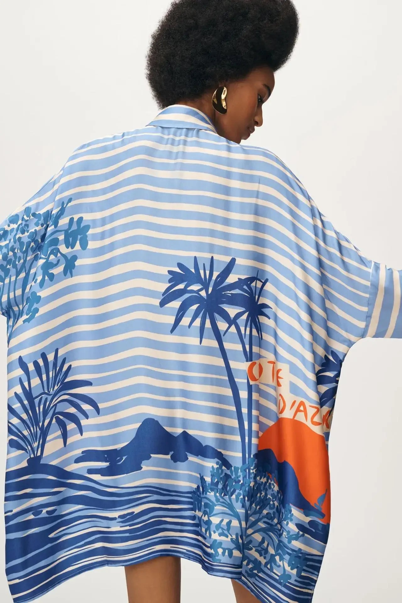 Chic Doodle Print Cardigan Dress
