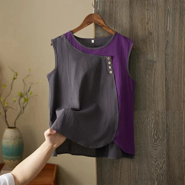 Asymmetric Cotton Linen Top