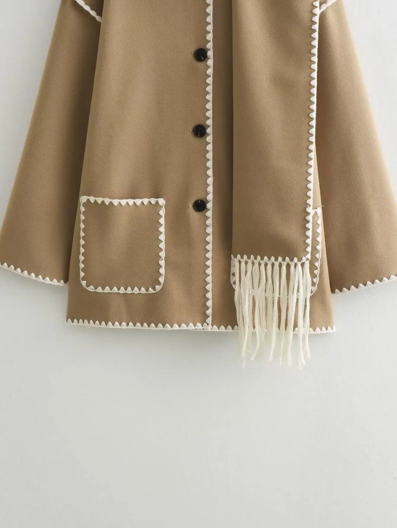 Cozy Weave Scarf Splice Wool Coat