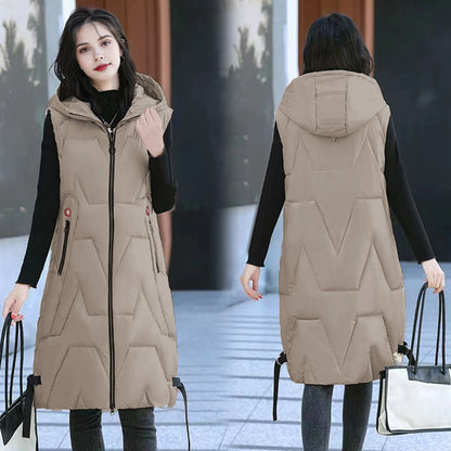 ThermaGlow Hooded Mid-Length Vest Coat