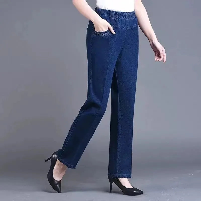 Blossom Ease Embroidered Mom Jeans