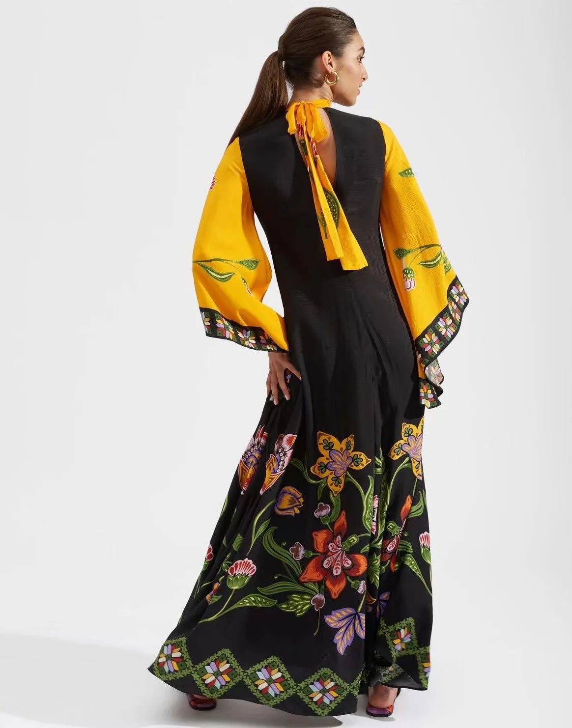 Vintage Muse Printed Maxi Dress