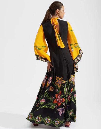 Vintage Muse Printed Maxi Dress