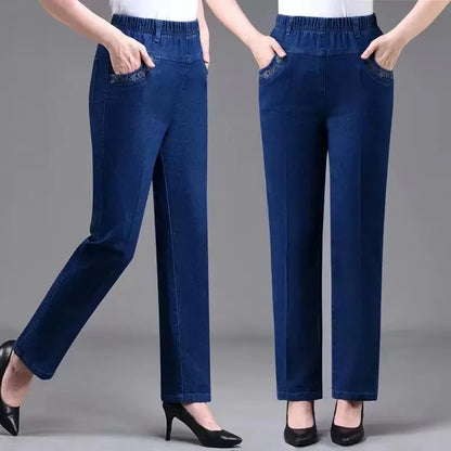 Blossom Ease Embroidered Mom Jeans