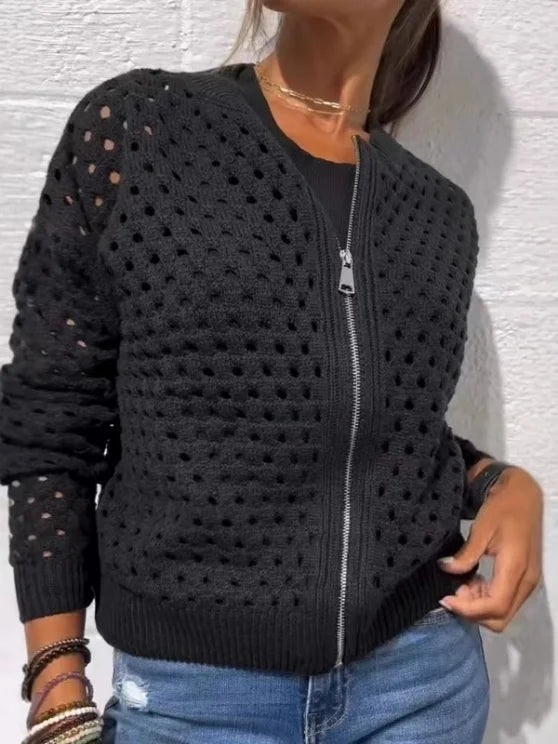 Black Mesh Knit Jacket