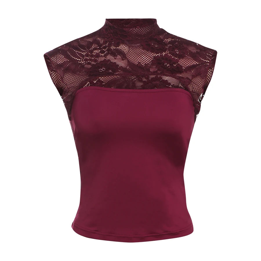 Lace Stitching Hollow-Out Tank