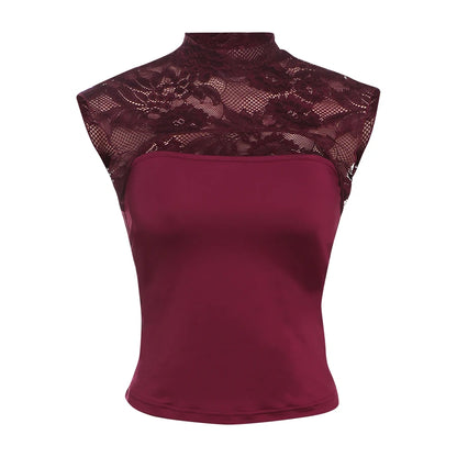 Lace Stitching Hollow-Out Tank