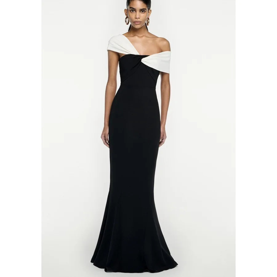 Glam Curve Contrast Slit Dress