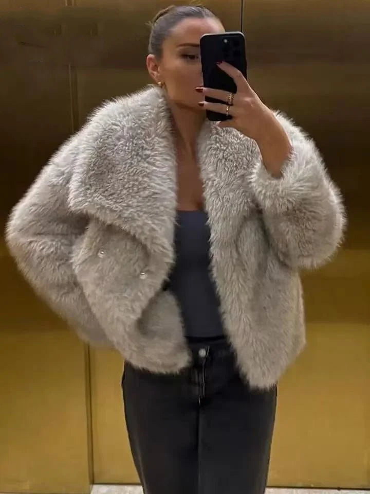 Fur Belle Turn-Down Collar Jacket