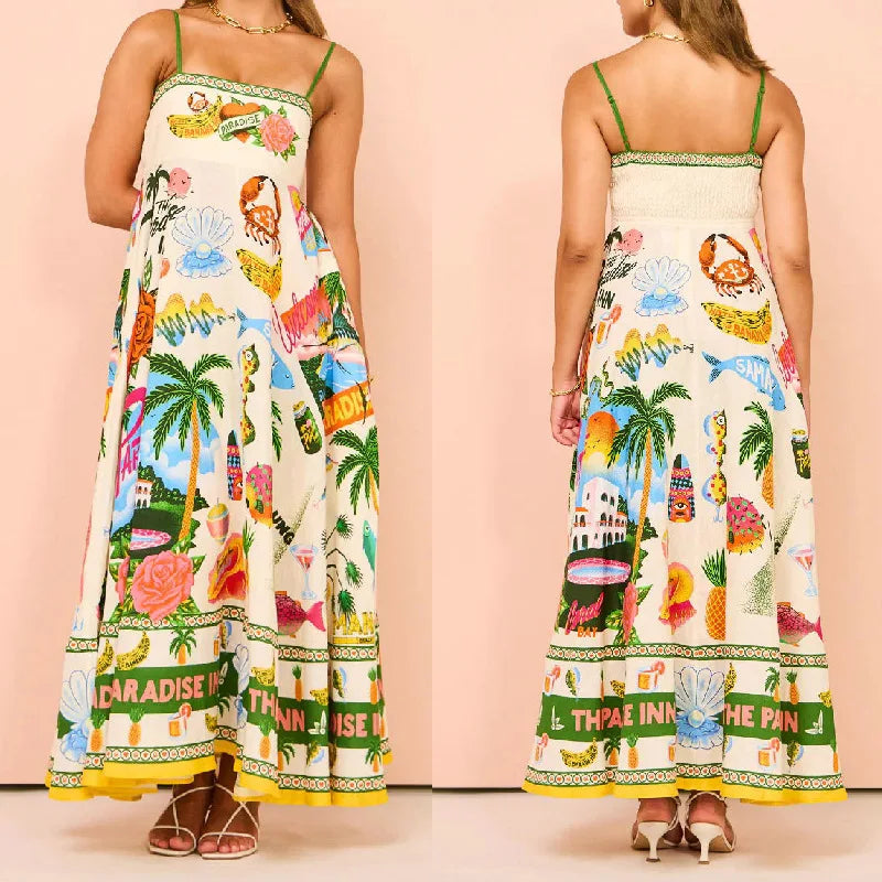Colorful Elegance Halter Swing Dress