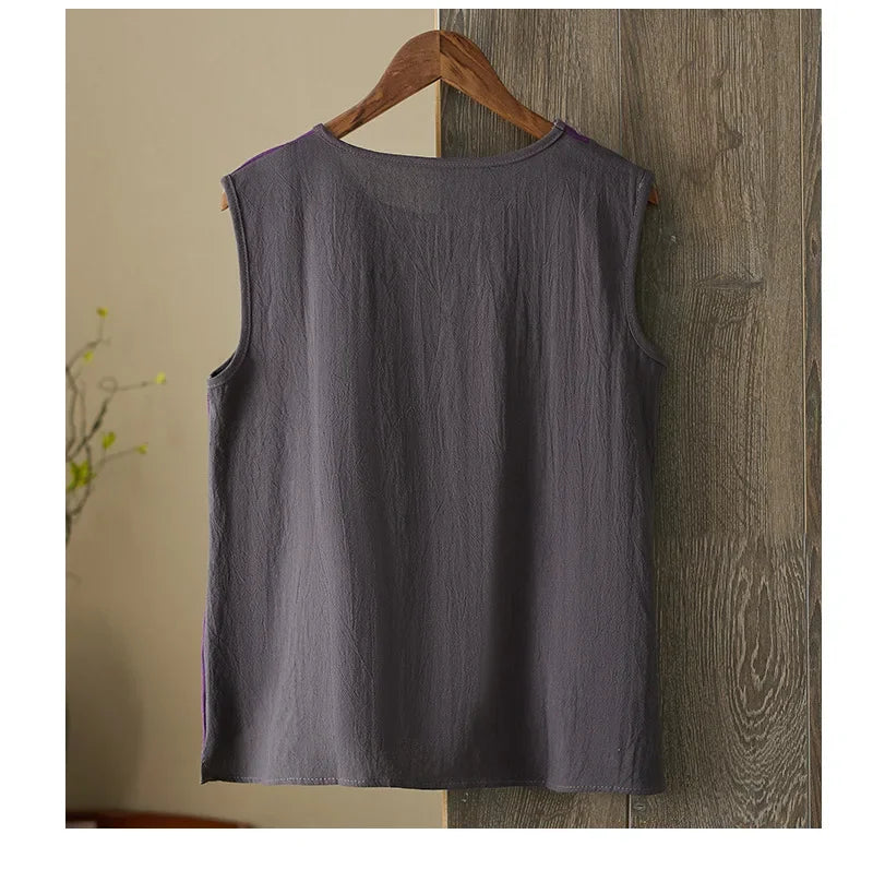 Asymmetric Cotton Linen Top