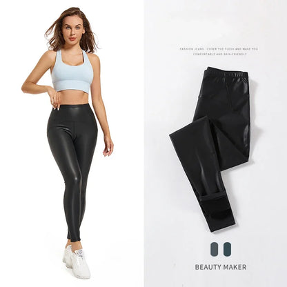 Lana Leather Fleece-Lined Pants