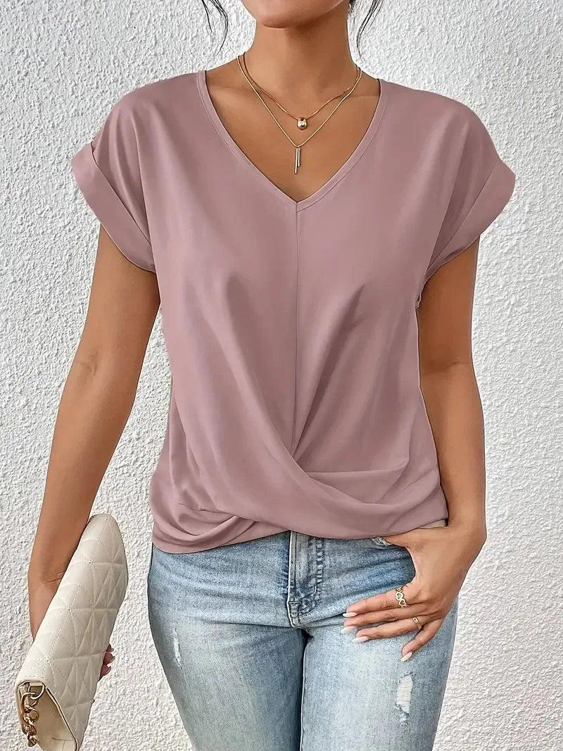 Irregular Knot V-Neck Tee