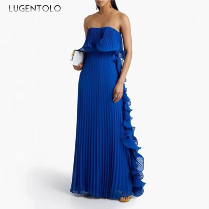 Sunset Breeze Pleated Chiffon Dress