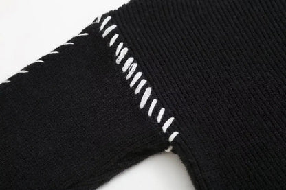Contrast Knit O-Neck Sweater