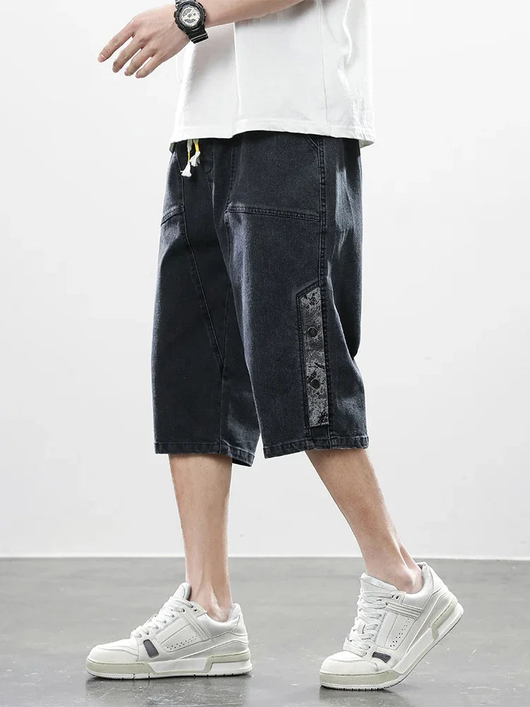 Men’s Washed Denim Capri Shorts