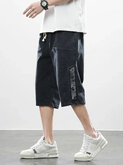 Men’s Washed Denim Capri Shorts