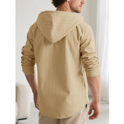 Striped Hooded Linen Shirt