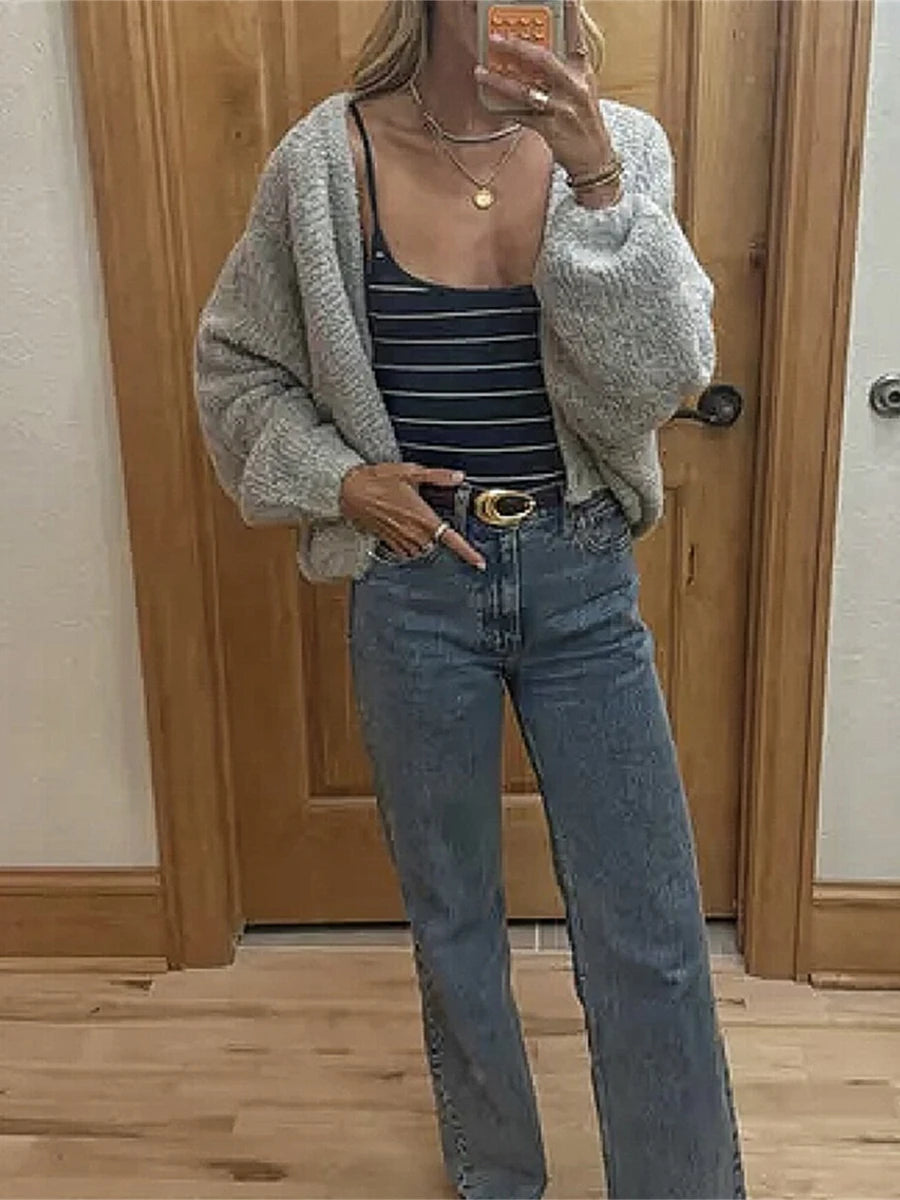 Cozy Vibe Fuzzy Button-Up Cardigan