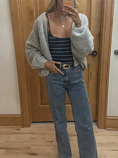 Cozy Vibe Fuzzy Button-Up Cardigan