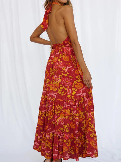 Elegant V Neck Wrap Maxi Dress